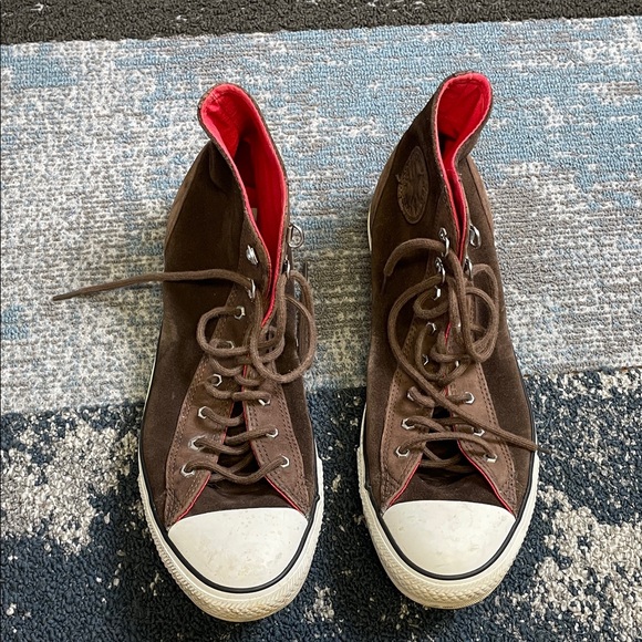 Converse Other - Converse Brown Suede High-Top Sneakers with Red Lining, VGC